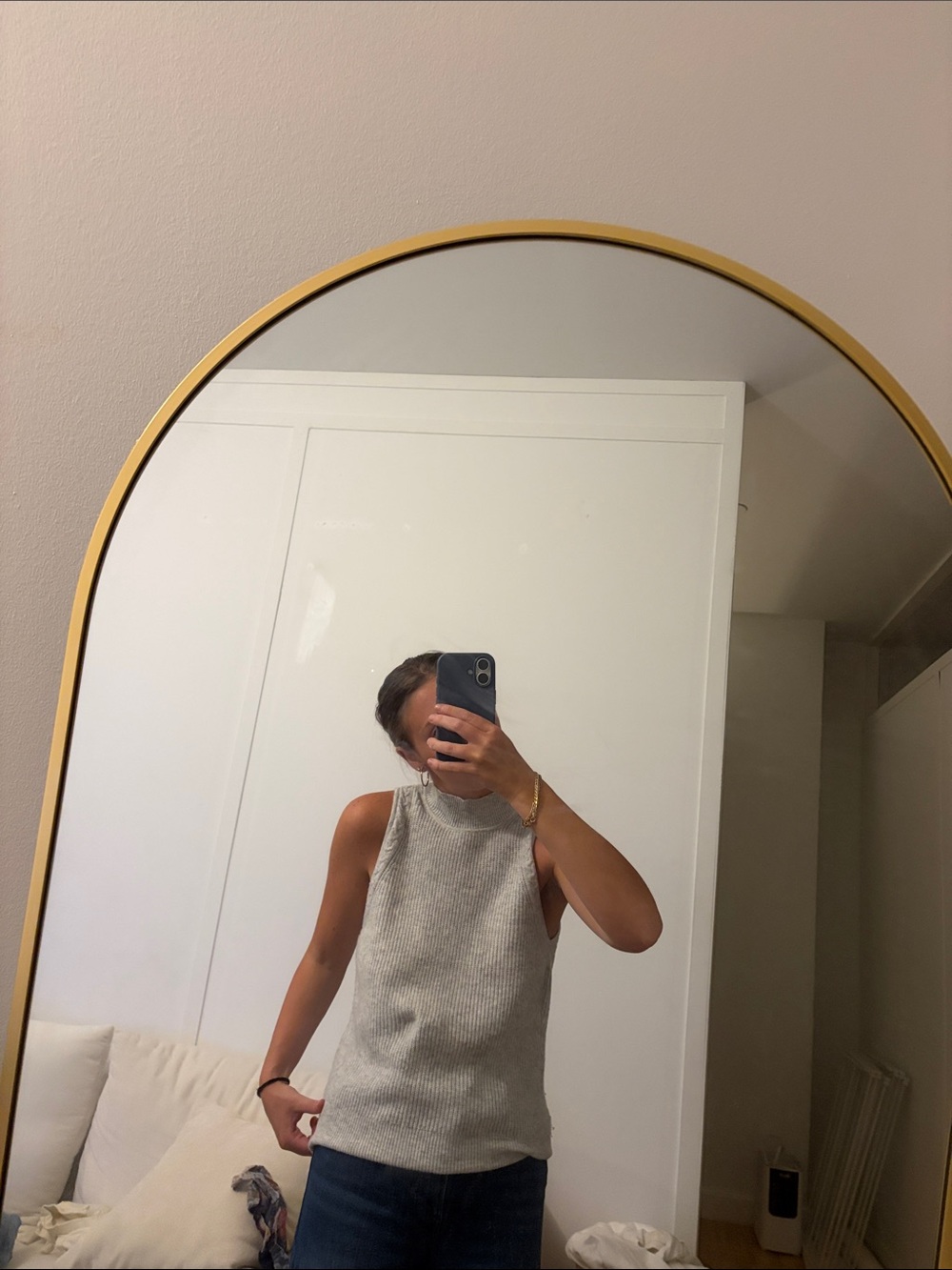 White House Black Market Light Gray Sleeveless Knit Tank